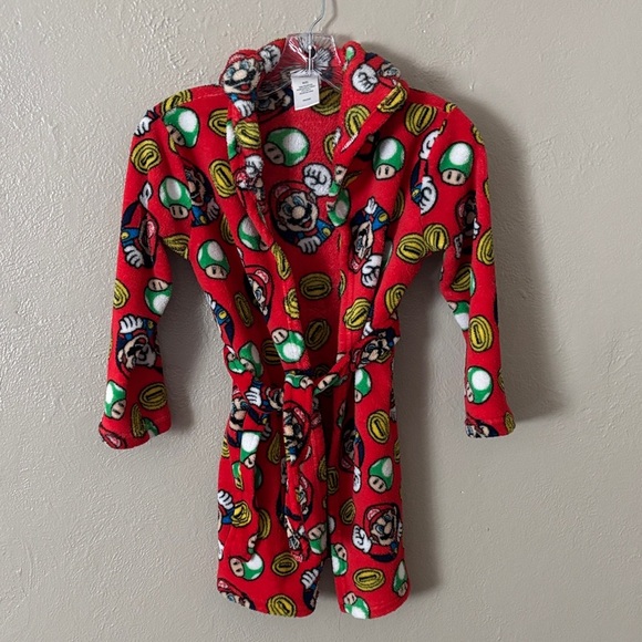 Super Mario Bros Nintendo Kids Boys Girls Red Hooded Robe Medium - Picture 1 of 5